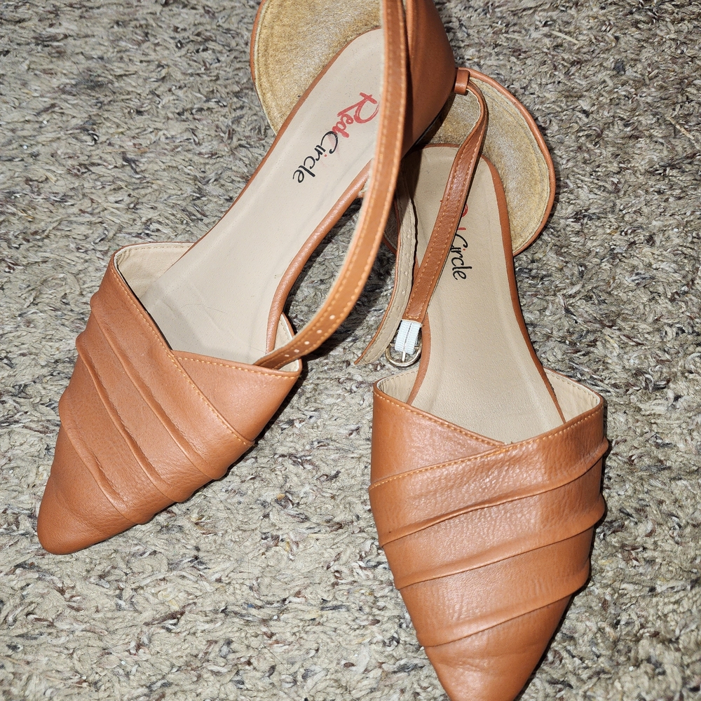 Red Circle Footwear Tan Pointed Toe Heels